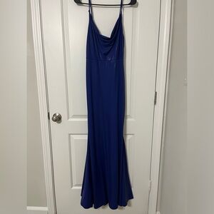 Blue mermaid style bridesmaids dress